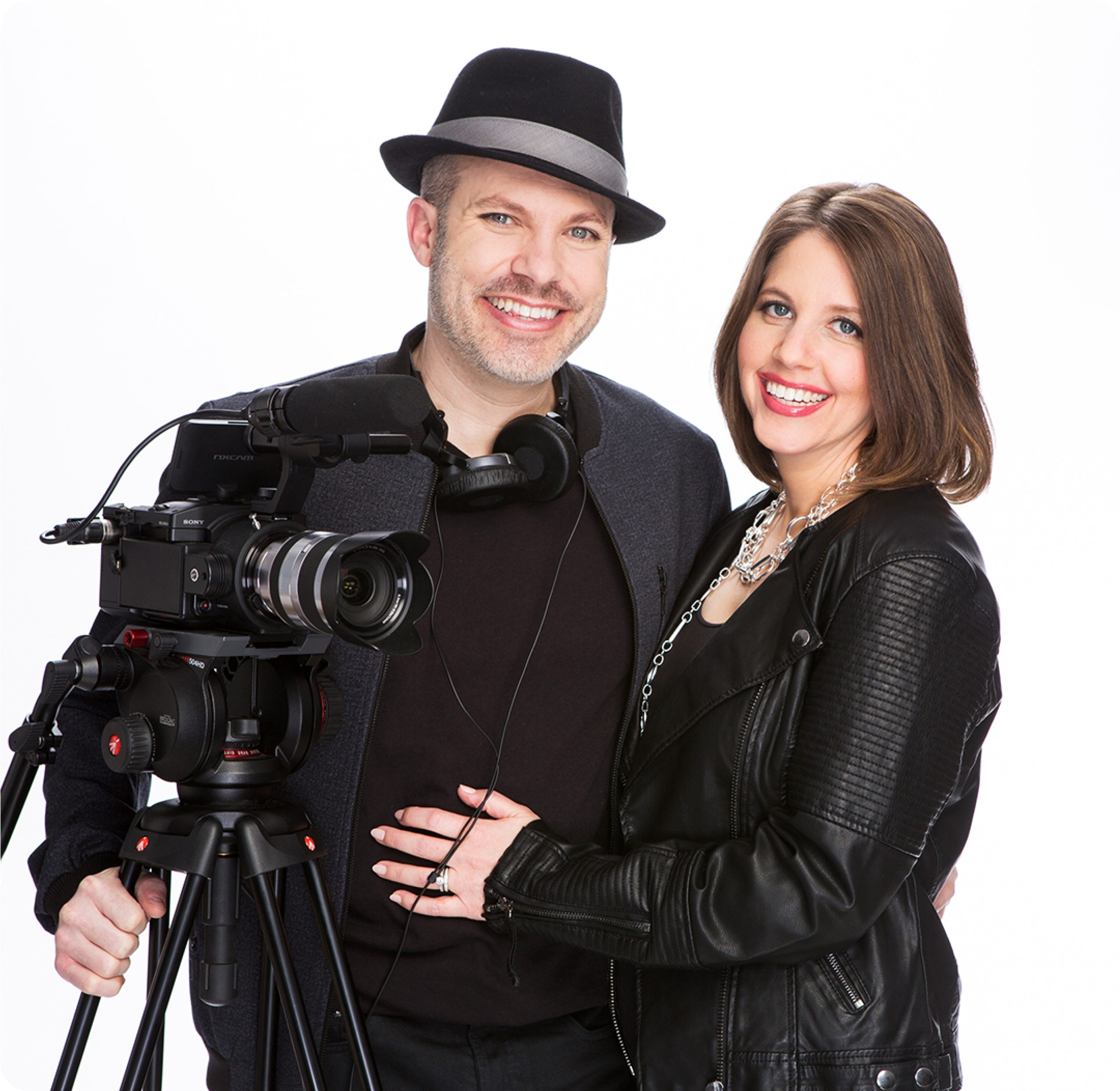 A portrait of Steve and Jaime with their film camera.