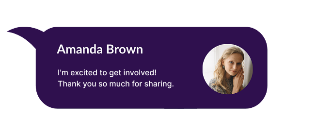 A comment pop-up from customer being thankful.