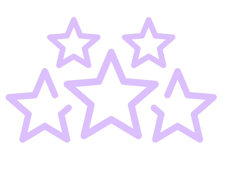 A purple graphic of a 5 stars.