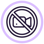 A purple graphic of "no camera recording"