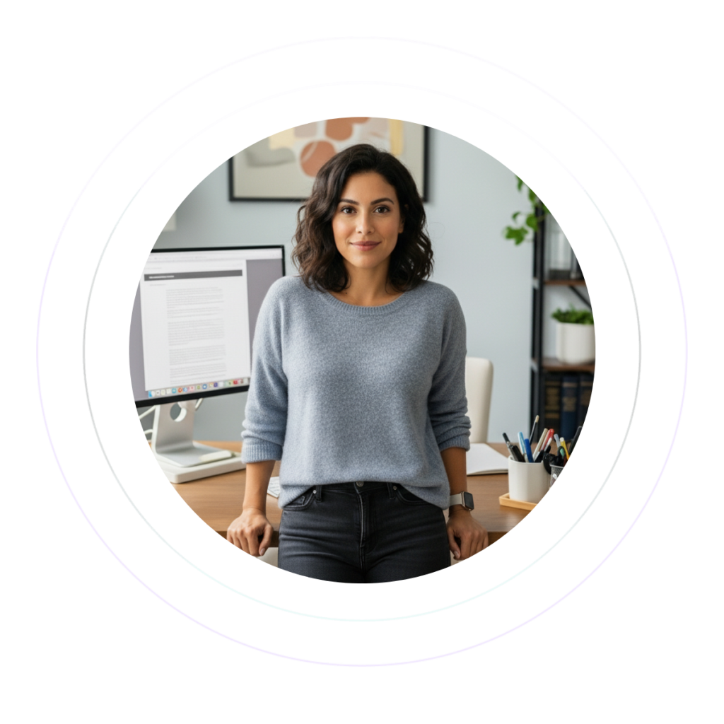 An AI copywriter is filming an AI Avatar video