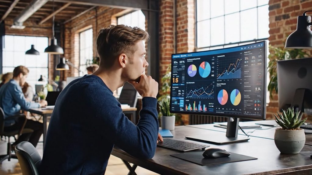 A digital ads specialist analyzes the metrics of a paid ads campaign for a client.