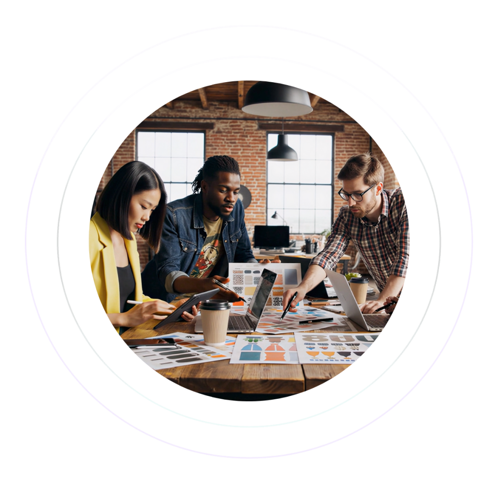 A digital ads team prepares an ad campaign for a client.