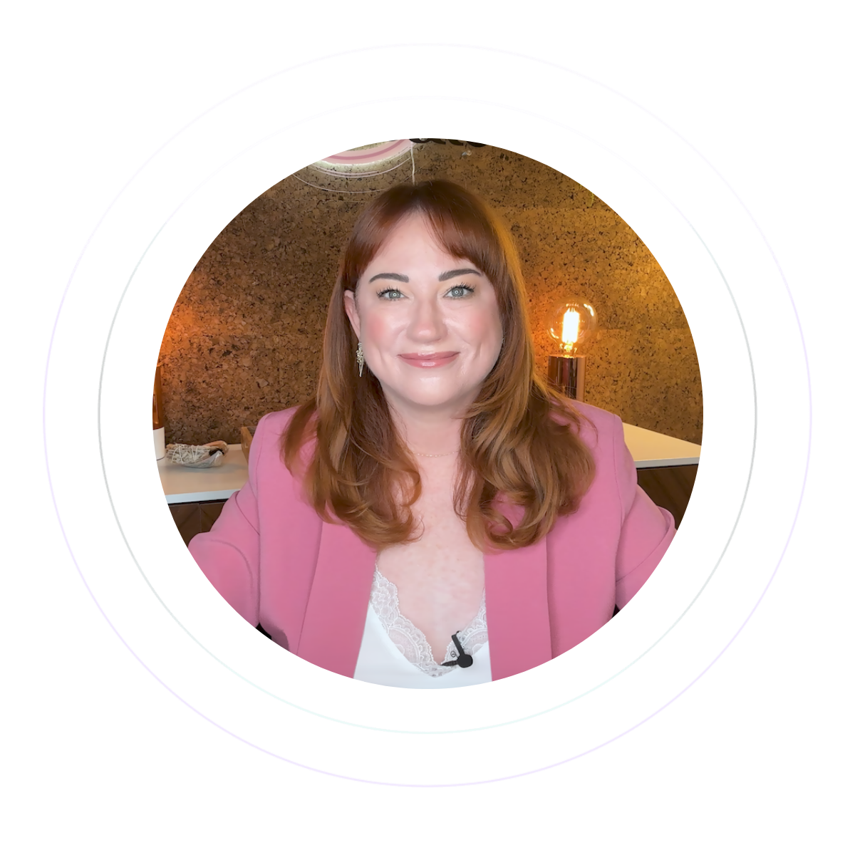 A woman is doing a virtual video production filming session